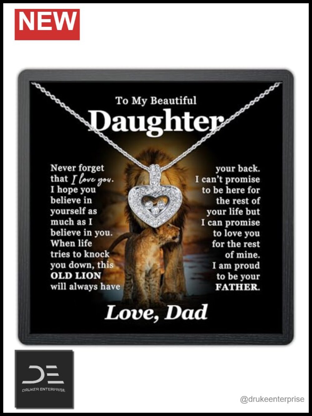 Floating Heart Pendant Necklace with Swarovski Crystals Rhodium Plated, Gift